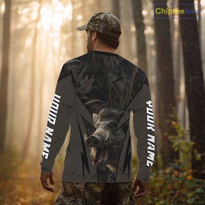 Boar Hunting Custom Name Brown Camouflage Hunting Clothes, Boar Hunting Outfit, Hunting Gifts NBT169
