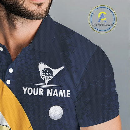 Funny Duck Golf Polo Shirt For Men, Cute Duck With Beer Print Shirt, Golf Gifts NBT1100