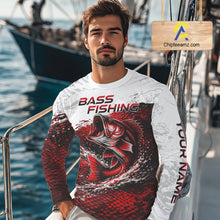 Load image into Gallery viewer, Custom Largemouth Bass Red Fish Scale Long Sleeve Fishing Shirts, Bass Fishing Jerseys|Red NBT344