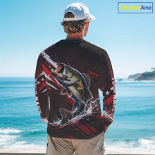 Load image into Gallery viewer, American Flag Fishing Shirt, Bass Fishing Shirts Long Sleeve, Bass Fishing Tournament Shirts|Red NBT434