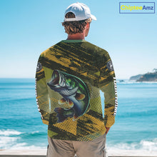 Load image into Gallery viewer, Green Camo Custom Largemouth Bass Fishing Shirts For Men, Bass Fishing Jerseys NBT438