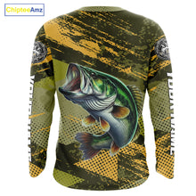 Load image into Gallery viewer, Green Camo Custom Largemouth Bass Fishing Shirts For Men, Bass Fishing Jerseys NBT438