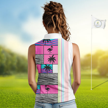 Custom Funny Golfer Animal Print Pattern Sleeveless Golf Polo Shirts, Golf Shirt For Women, Golf Gifts NBT702
