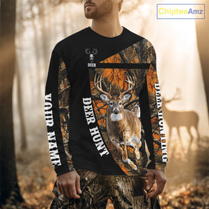 Custom Orange Camo Personalized Hunting Shirts for Men, Deer Hunting Clothes, Hunting Gifts NBT187