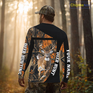 Custom Orange Camo Personalized Hunting Shirts for Men, Deer Hunting Clothes, Hunting Gifts NBT187