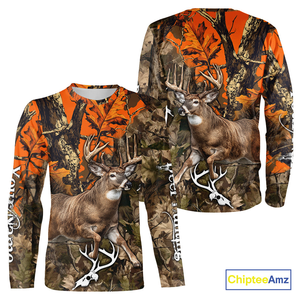 Personalized Whitetail Deer Hunting Camo Full Printing Shirts Deer Hunting Gift for Hunters NBT272