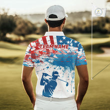 Load image into Gallery viewer, American Flag Golf Polo Shirt Custom Mens Golf Shirts US Flag Golf Polo Shirt NBT568