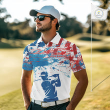 Load image into Gallery viewer, American Flag Golf Polo Shirt Custom Mens Golf Shirts US Flag Golf Polo Shirt NBT568