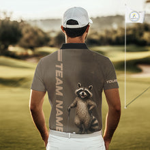 Load image into Gallery viewer, Personalized Funny Brown Raccoon Custom Name Polo Golf Shirt For Mens, Golfer Gifts NBT888