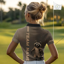 Load image into Gallery viewer, Personalized Funny Brown Raccoon Custom Name Polo Golf Shirt For Womens, Golfer Gifts NBT888
