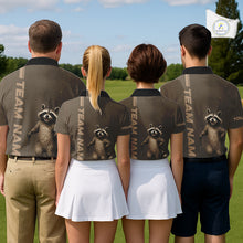 Load image into Gallery viewer, Personalized Funny Brown Raccoon Custom Name Polo Golf Shirt For Mens, Golfer Gifts NBT888