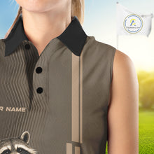 Load image into Gallery viewer, Personalized Funny Brown Raccoon Custom Name Sleeveless Polo Golf Shirt For Womens, Golfer Gifts NBT888