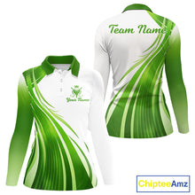 Load image into Gallery viewer, Womens Golf Polo Shirt Green And White Custom Golf Shirts For Team Personalized Golf Gifts NBT570