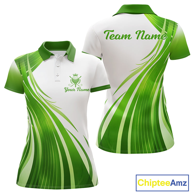 Womens Golf Polo Shirt Green And White Custom Golf Shirts For Team Personalized Golf Gifts NBT570