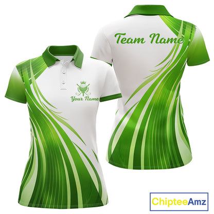 Womens Golf Polo Shirt Green And White Custom Golf Shirts For Team Personalized Golf Gifts NBT570
