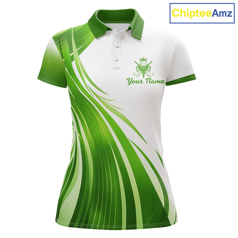 Womens Golf Polo Shirt Green And White Custom Golf Shirts For Team Personalized Golf Gifts NBT570