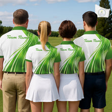 Load image into Gallery viewer, Mens Golf Polo Shirt Green And White Custom Golf Shirts For Team Personalized Golf Gifts NBT570