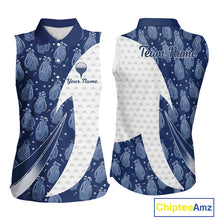 Load image into Gallery viewer, Blue Golf Pattern Sleeveless Polo Golf Shirt For Women Custom Mens Golf Clothes, Best Golf Gifts NBT571