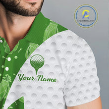 Load image into Gallery viewer, Green Golf Pattern Polo Golf Shirt For Men Custom Mens Golf Clothes, Best Golf Gifts NBT572