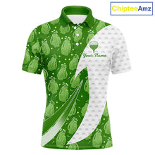 Load image into Gallery viewer, Green Golf Pattern Polo Golf Shirt For Men Custom Mens Golf Clothes, Best Golf Gifts NBT572