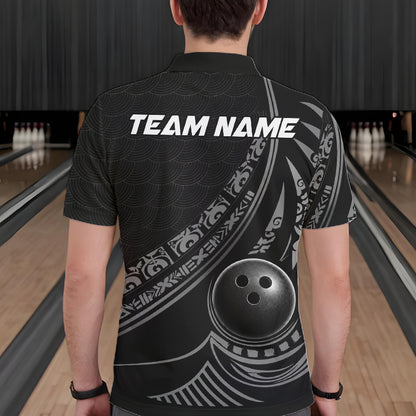 Black Tribal Pattern Mens Bowling Shirts Custom Bowling Outfit Men Team Bowling League Jersey NBT1158