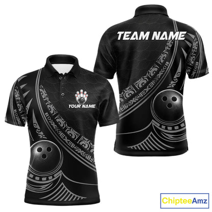 Black Tribal Pattern Mens Bowling Shirts Custom Bowling Outfit Men Team Bowling League Jersey NBT1158