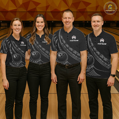 Black Tribal Pattern Mens Bowling Shirts Custom Bowling Outfit Men Team Bowling League Jersey NBT1158