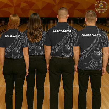 Black Tribal Pattern Mens Bowling Shirts Custom Bowling Outfit Men Team Bowling League Jersey NBT1158