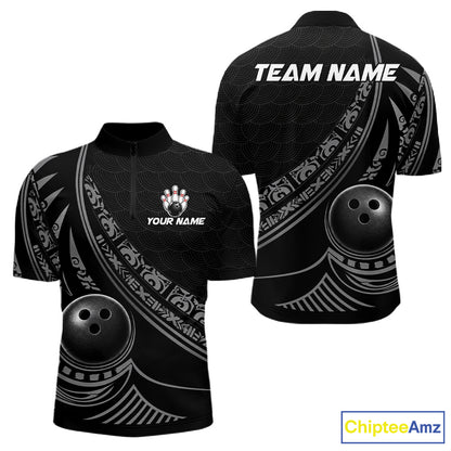 Black Tribal Pattern Mens Bowling Shirts Custom Bowling Outfit Men Team Bowling League Jersey NBT1158