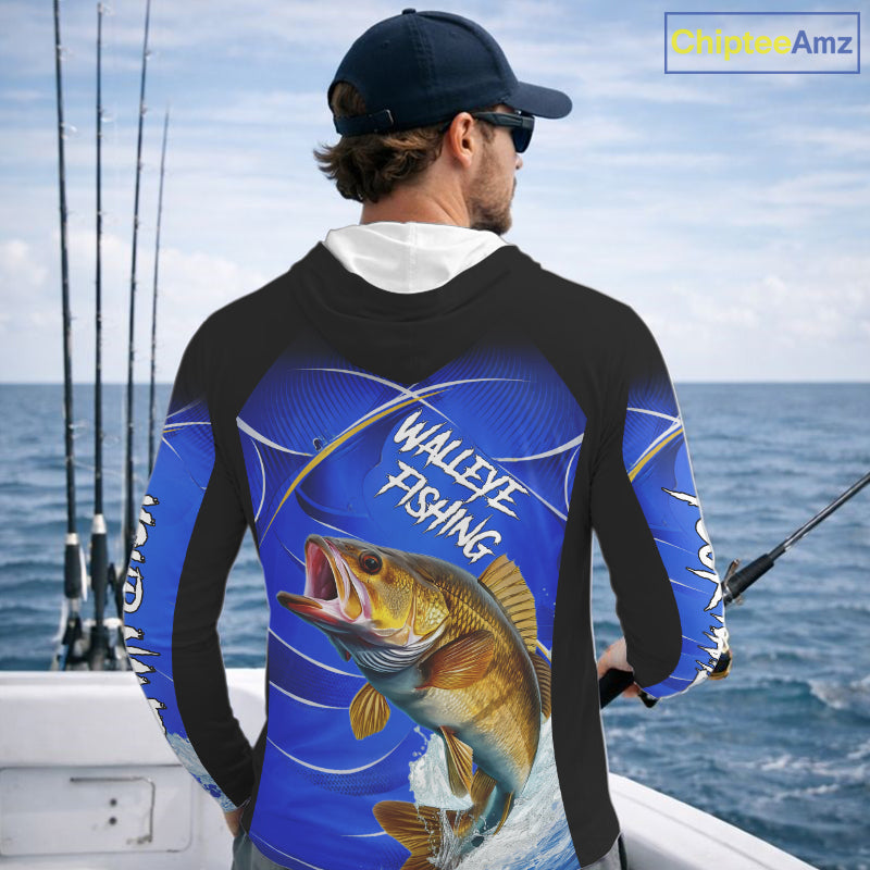 Personalized Walleye Fishing Hood UV Protection Custom Tournament Jerseys, Walleye Fishing Shirts NBT366