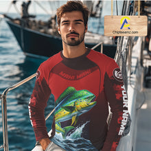 Load image into Gallery viewer, Custom Mahi Mahi Fishing Shirts For Team, Custom Saltwater Fishing Shirts|Red NBT467