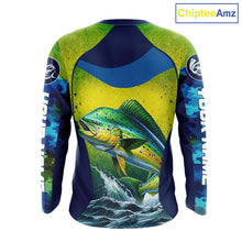 Load image into Gallery viewer, Custom Mahi Mahi Fishing Shirts For Team, Custom Saltwater Fishing Shirts|Blue NBT469