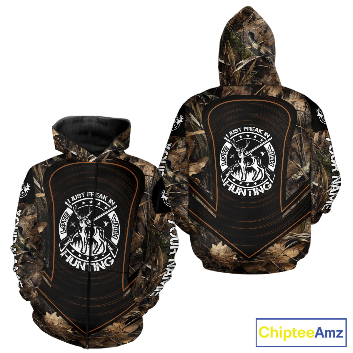 Brown Camouflage Deer Hunting 3D Printing Custom Name Shirts, Deer Hunting Apparel NBT213