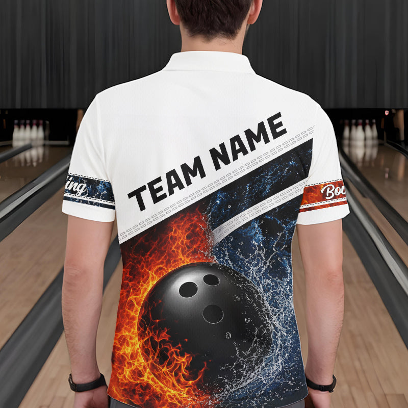 Custom Flame And Water Bowling Shirt For Men Bowling Team Jersey Bowler Bowling League Shirts NBT1159