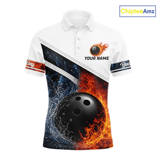 Custom Flame And Water Bowling Shirt For Men Bowling Team Jersey Bowler Bowling League Shirts NBT1159