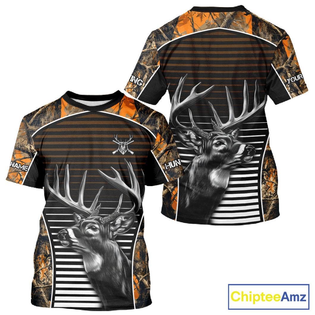 Custom Whitetail Deer Hunting Orange Camouflage 3D Printed Shirts, Hunting Gifts NBT226