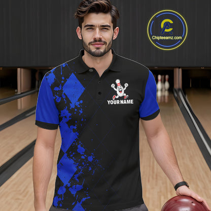 Blue Argyle Pattern Bowling Shirts For Men Custom Bowling Team Jerseys Bowler Outfits NBT1178