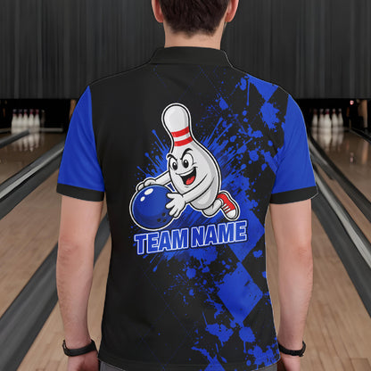 Blue Argyle Pattern Bowling Shirts For Men Custom Bowling Team Jerseys Bowler Outfits NBT1178