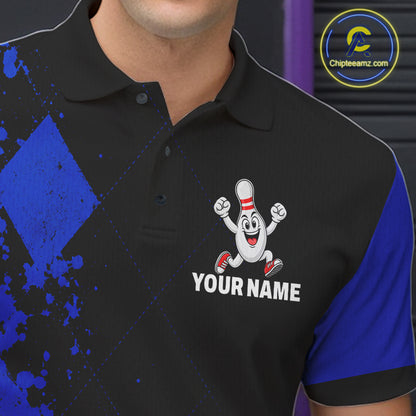 Blue Argyle Pattern Bowling Shirts For Men Custom Bowling Team Jerseys Bowler Outfits NBT1178
