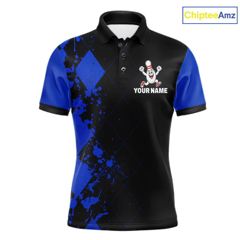 Blue Argyle Pattern Bowling Shirts For Men Custom Bowling Team Jerseys Bowler Outfits NBT1178