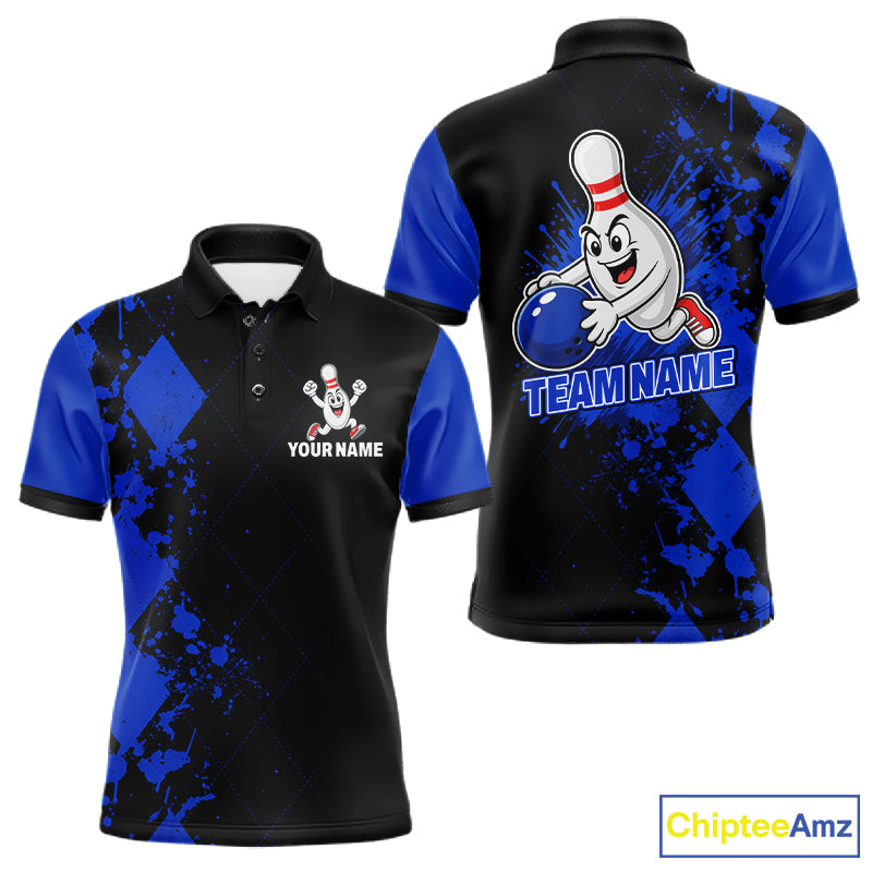 Blue Argyle Pattern Bowling Shirts For Men Custom Bowling Team Jerseys Bowler Outfits NBT1178