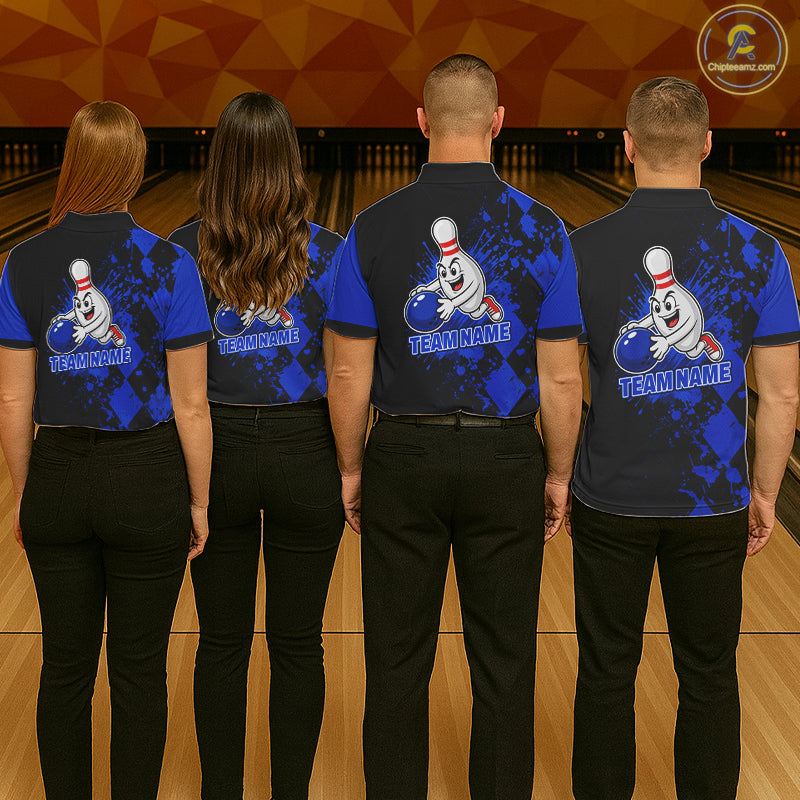 Blue Argyle Pattern Bowling Shirts For Men Custom Bowling Team Jerseys Bowler Outfits NBT1178