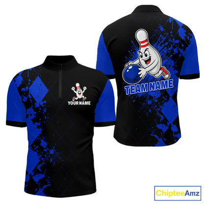 Blue Argyle Pattern Bowling Shirts For Men Custom Bowling Team Jerseys Bowler Outfits NBT1178