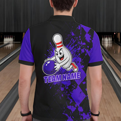 Purple Argyle Pattern Bowling Shirts For Men Custom Bowling Team Jerseys Bowler Outfits NBT1179