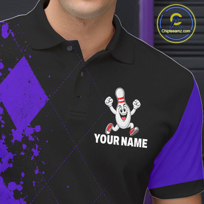 Purple Argyle Pattern Bowling Shirts For Men Custom Bowling Team Jerseys Bowler Outfits NBT1179