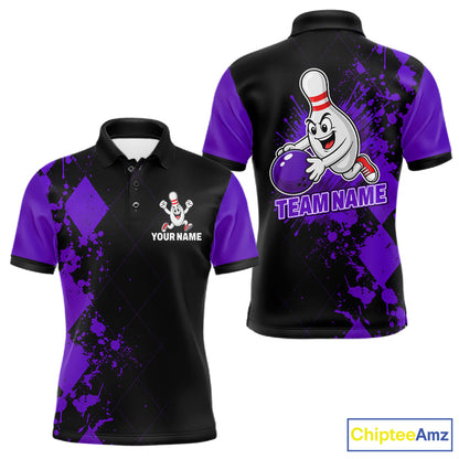 Purple Argyle Pattern Bowling Shirts For Men Custom Bowling Team Jerseys Bowler Outfits NBT1179