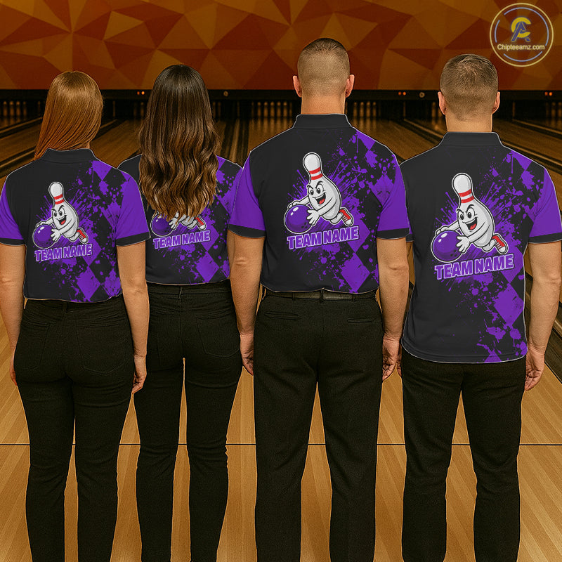Purple Argyle Pattern Bowling Shirts For Men Custom Bowling Team Jerseys Bowler Outfits NBT1179
