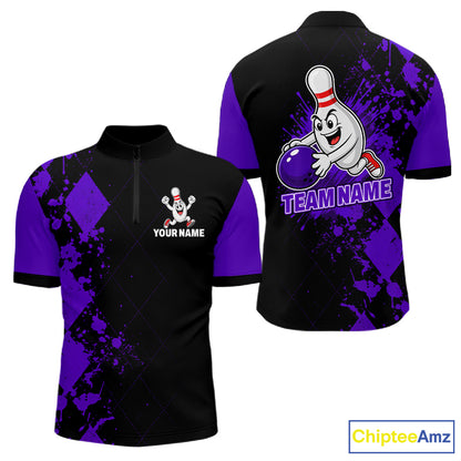 Purple Argyle Pattern Bowling Shirts For Men Custom Bowling Team Jerseys Bowler Outfits NBT1179