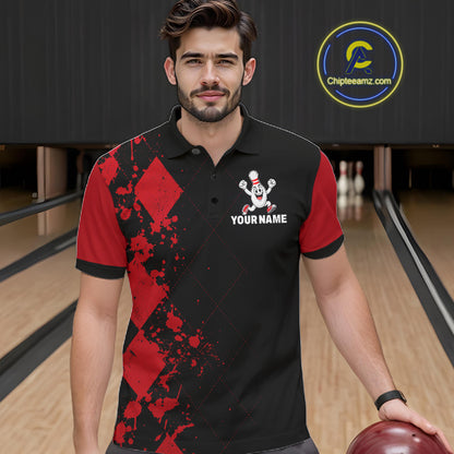 Red Argyle Pattern Bowling Shirts For Men Custom Bowling Team Jerseys Bowler Outfits NBT1180