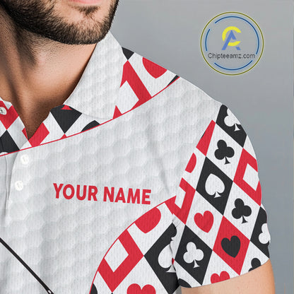 Personalized Poker Mens Golf Polo Shirt Custom Name Funny Golf Top For Team, Golfer Gift For Men NBT497